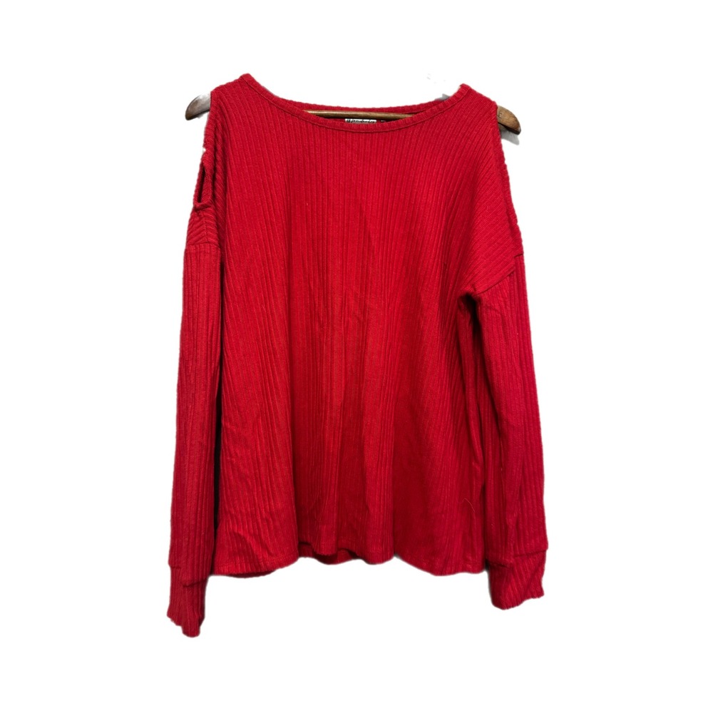 Wonderly Cold Shoulder Top Women Medium Rio Red NWT Ribbed Knit WOTP07990M